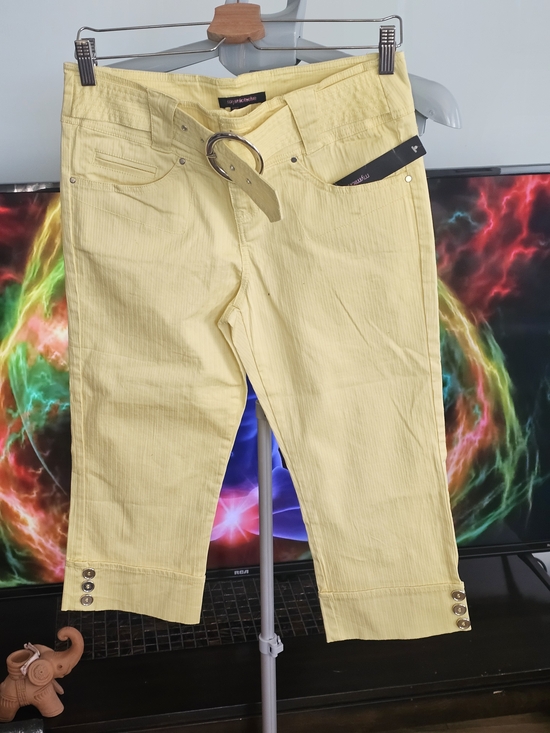 MYMICHELLE Pants - ❗️ MYMICHELLE Light Yellow Cropped Pants with Belt . NWT  ❗️